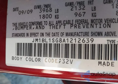 2010 Mazda 3 z USA, uszkodzony, nr VIN JM1BL1SG8A1212639